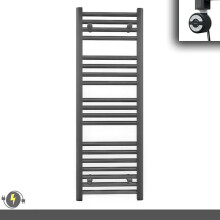 (300 x 1000 (BTU: 1279), With MOA Thermostatic Element) 300mm Wide Anthracite Grey Electric Towel Rail With Thermostatic Element