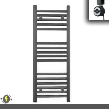 (300 x 900 (BTU: 1225), With MOA Thermostatic Element) 300mm Wide Anthracite Grey Electric Towel Rail With Thermostatic Element