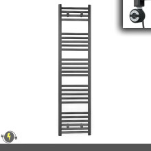 (300 x 1400 (BTU: 1753), With MOA Thermostatic Element) 300mm Wide Anthracite Grey Electric Towel Rail With Thermostatic Element