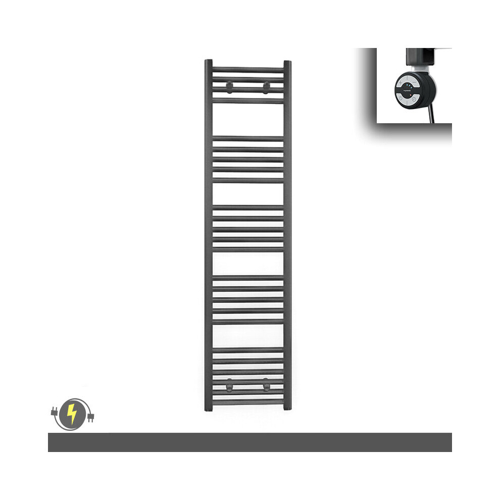 (300 X 1400 (Btu: 1753), With Moa Thermostatic Element) 300Mm Wide Anthracite Grey Electric Towel Rail With Thermostatic Element 5056616509753