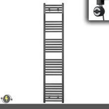 (300 x 1700 (BTU: 2120), With MOA Thermostatic Element) 300mm Wide Anthracite Grey Electric Towel Rail With Thermostatic Element