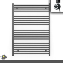(700x1200 (BTU: 2483), With MOA Thermostatic Element) 700mm Wide Anthracite Grey Electric Towel Rail With Thermostatic Element