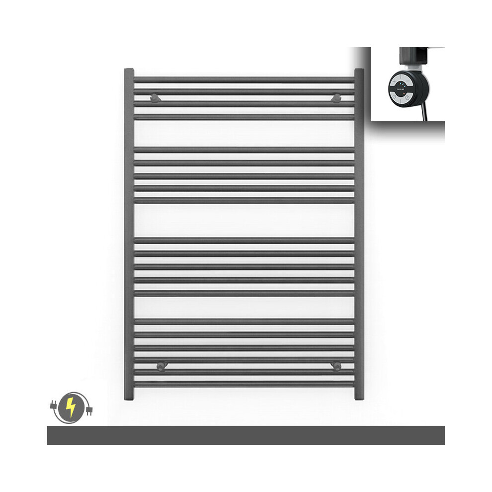 (700X1200 (Btu: 2483), With Moa Thermostatic Element) 700Mm Wide Anthracite Grey Electric Towel Rail With Thermostatic Element 5056616511220
