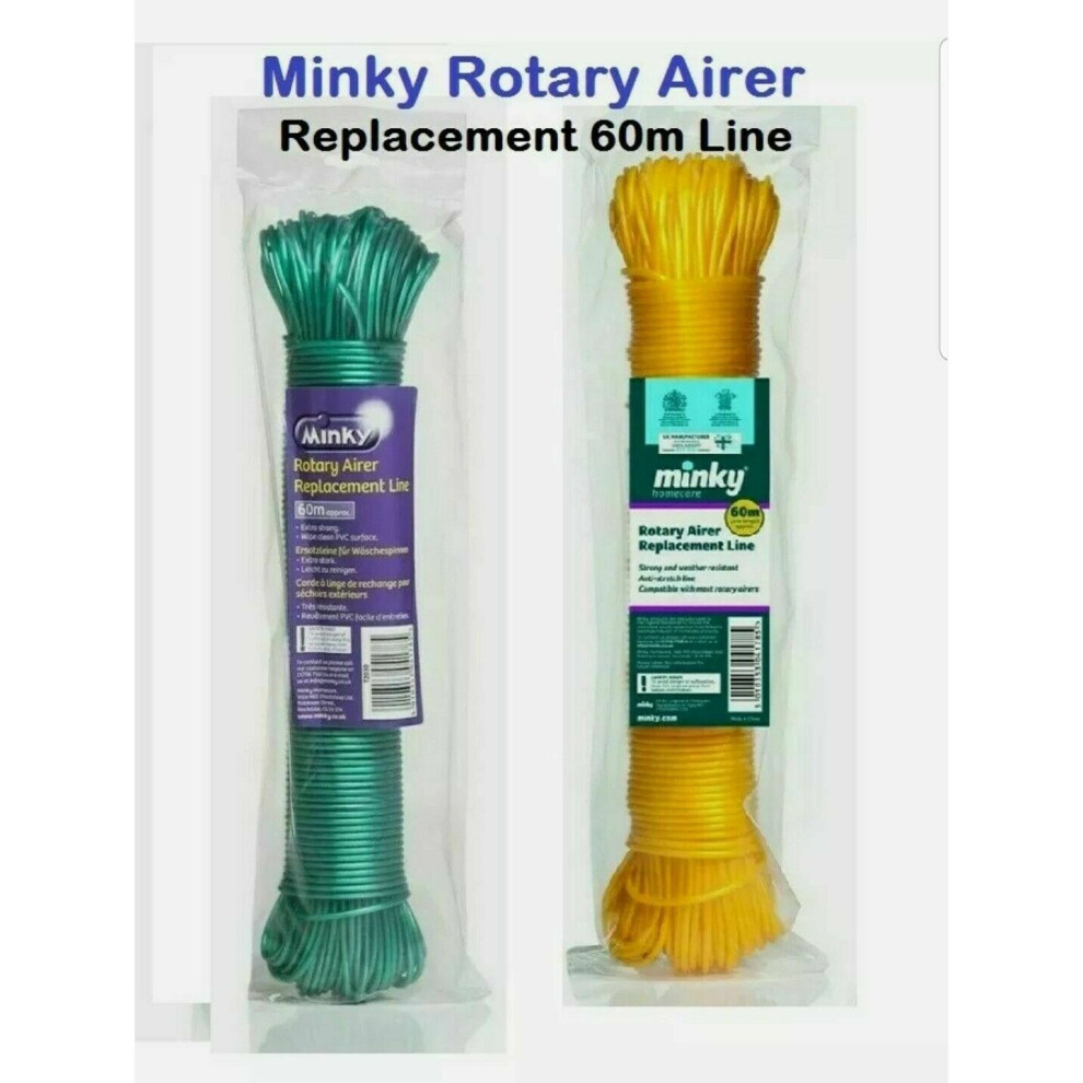 (Green, 60m) Minky 60m Rotary Airer Cloths Washing Line Outdoor