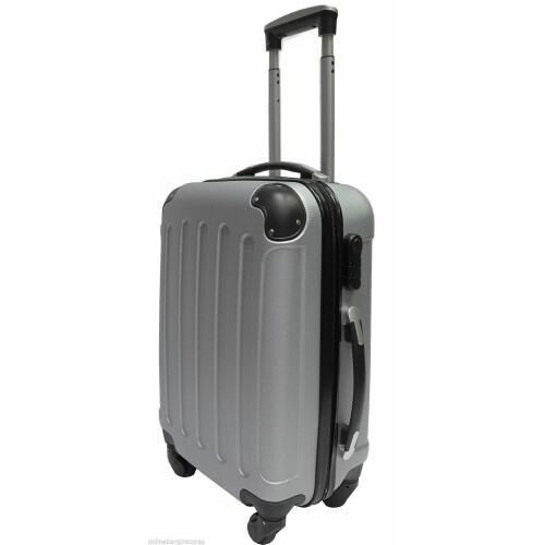 (Silver, Small) Hampton & Stewart Spinner wheel HardShell Suitcase