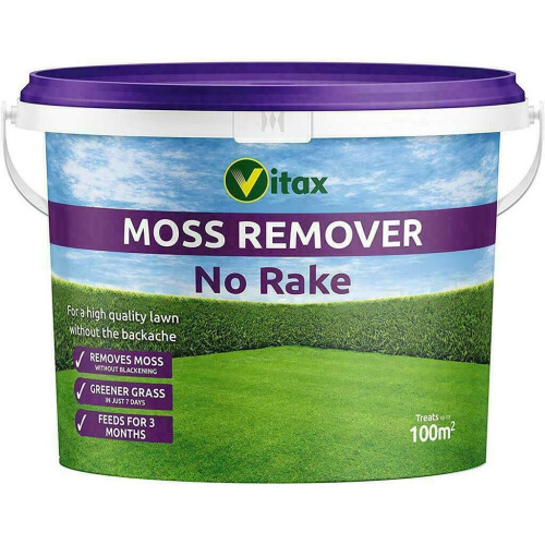 Vitax Vitax Moss Remover No Rake Greener Grass Feed Coverage Container 100m2