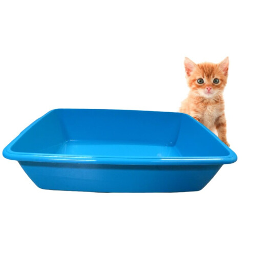 2 Medium Cat Litter Trays Plastic Pet Toilet Training Box 40cm 2