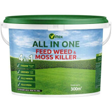 Vitax All 4 in 1 Feed Weed & Moss Killer Garden Grass Thicker Greener Tub 300m2
