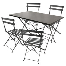 Set 5 Metal Garden Bistro Sun Deck Chairs Table Patio Folding Outdoor Furniture