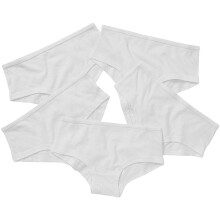 (7-8 Years, White) Just Essentials Girls Back To School 5 Pack Plain Hipster Briefs