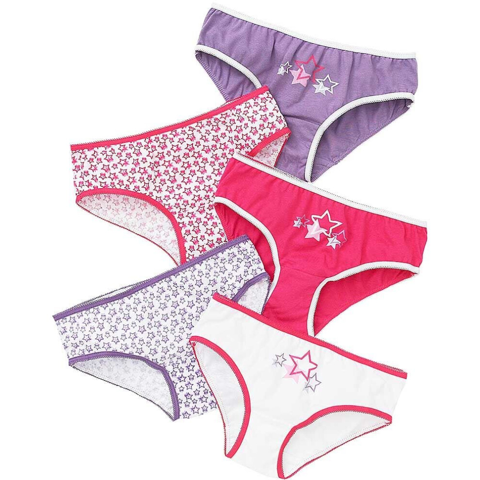 (6-7 Years, Pink) Just Essentials Girls Back To School 5 Pack Star Print Briefs