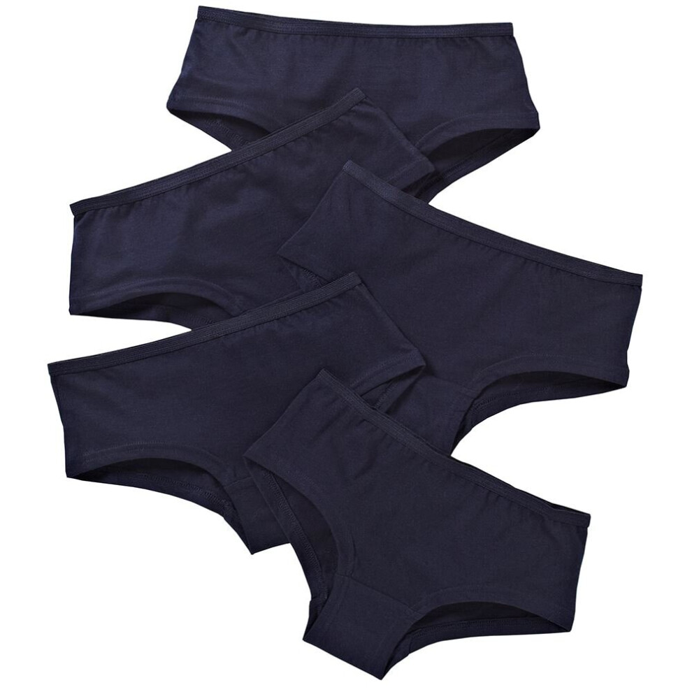 (5-6 Years, Blue) Just Essentials Girls Back To School 5 Pack Plain Hipster Briefs