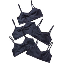 (7-8 Years, Black) Just Essentials Girls Back To School 5 Pack Crop Bra Tops