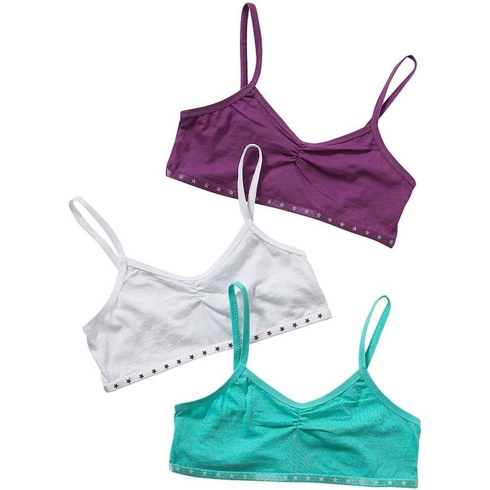(11-12 Years, Multicoloured) Just Essentials Girls Back To School 3 Pack Crop Bra Tops