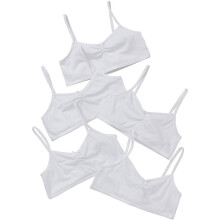 (8-9 Years, White) Just Essentials Girls Back To School 5 Pack Crop Bra Tops