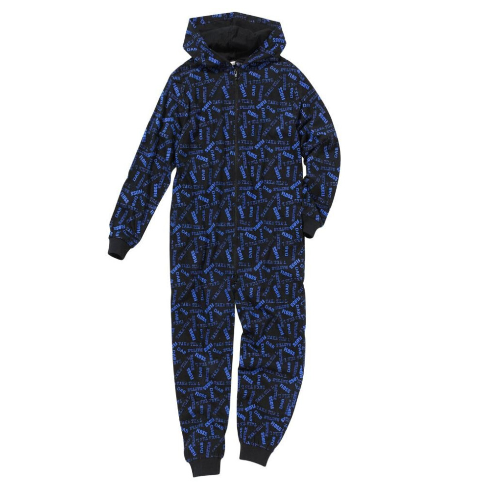 (13-14 Years, Black) Bedlam Boys Battle Floss Repeat Gaming Onesie Hooded Jumpsuit All in One