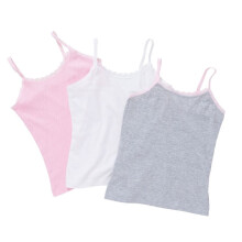 (7-8 Years, Pink) Just Essentials Girls Back To School 3 Pack Cami Vest Tops