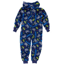 (3-4 Years, Blue) Bedlam Boys Gaming Fleece Hooded Onesie Jumpsuit Playsuit