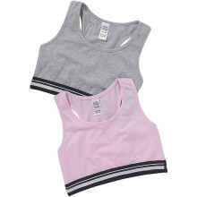(13 Years, Pink) Just Essentials Girls Back To School 2 Pack Sporty Style Racer Back Crop Bra Tops