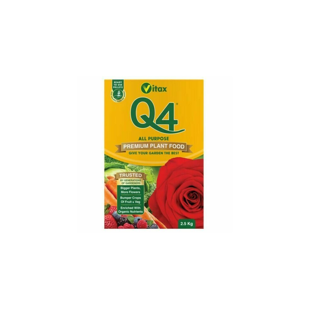 Vitax Q4 Pelleted Plant Food Veg Flower Fertiliser Lawn Feed Box 2.5kg