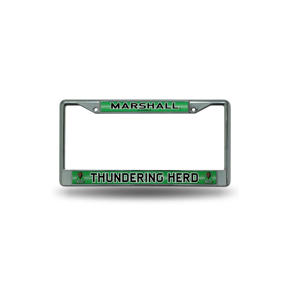 Rico Industries Fcgl280202 12 X 6 In. Marshall Thundering Herd Glitter Chrome License Plate Frame 094746834739