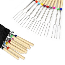 8 Pack Bbq Marshmallow Roasting Sticks Telescoping Forks With Wooden Handle