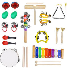13pcs Kids Musical Instrument Set Toddler Wooden Percussion Tambourine Xylophone Toys