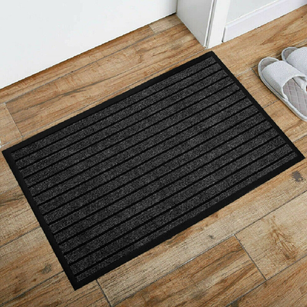 (Black (Rubber), 80 x 150 cm) Non Slip Door Rubber Mat Indoor Outdoor Heavy Duty