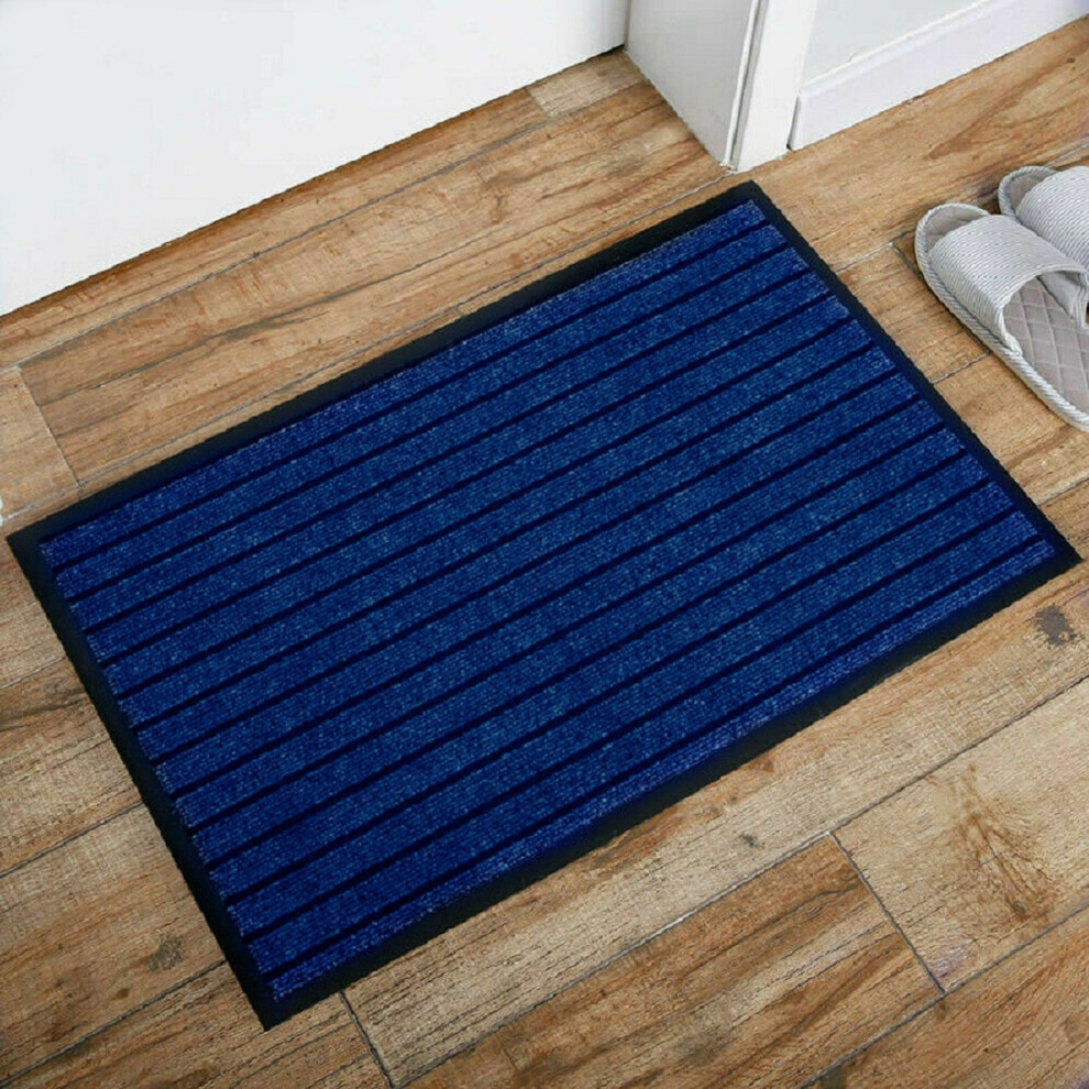 (Blue (Rubber), 40 x 60 cm) Rubber Backed Door Mat Non Slip Rug Kitchen Mat