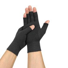 (M) 1 Pair Unisex Arthritis Cotton Gloves Pain Relief Half Finger Gloves