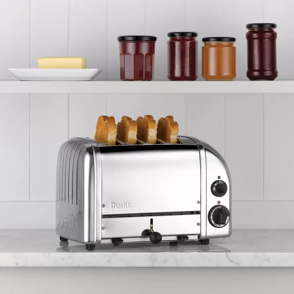 Dualit Classic Toaster 4 Slot With Sandwich Cage, Polished Steel 40590