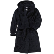 (9-10 Years, Black) Bedlam Boys Hooded Fleece Dressing Gown Robe