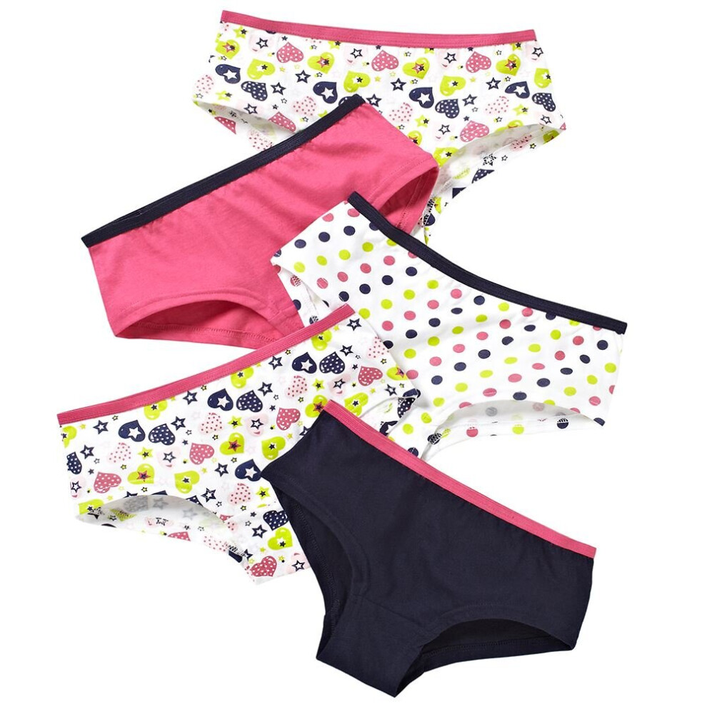 (11-12 Years, Multicoloured) Just Essentials Girls Back To School 5 Pack Star Print Hipster Briefs