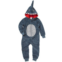(6-7 Years, Grey) Animal Crazy Boys Shark Onesie Supersoft Fleece Jumpsuit Playsuit