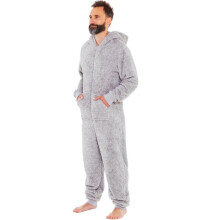 (Medium, Light Grey) Just Essentials Mens Fluffy Fleece Hooded Onesie Jumpsuit All In One
