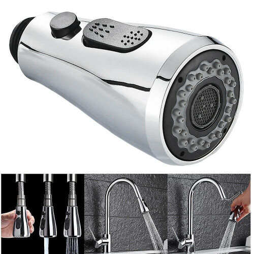 (Silver) Pull Down Sink Spray Head Kitchen Faucet Replacement Head 2 Functions Tap Head 1