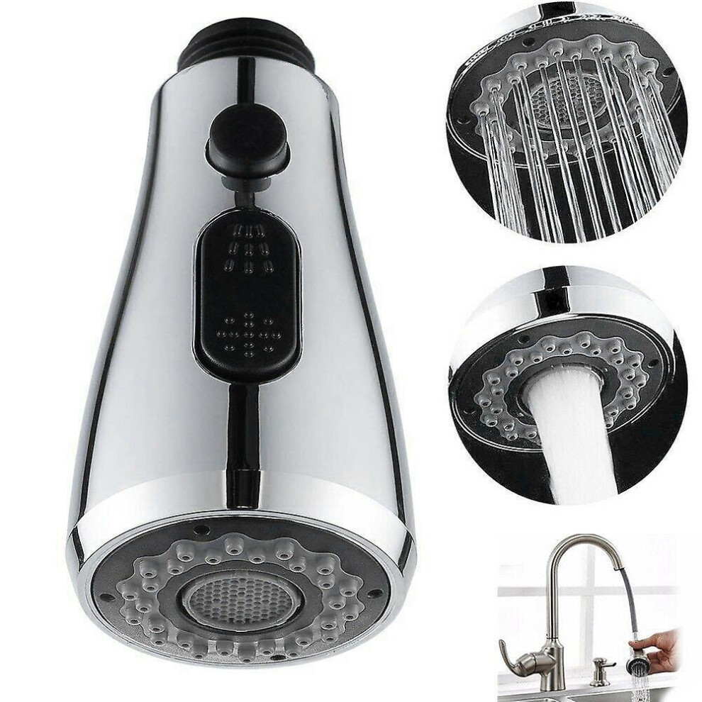 (Silver) Pull Down Sink Spray Head Kitchen Faucet Replacement Head 2 Functions Tap Head 768647948030