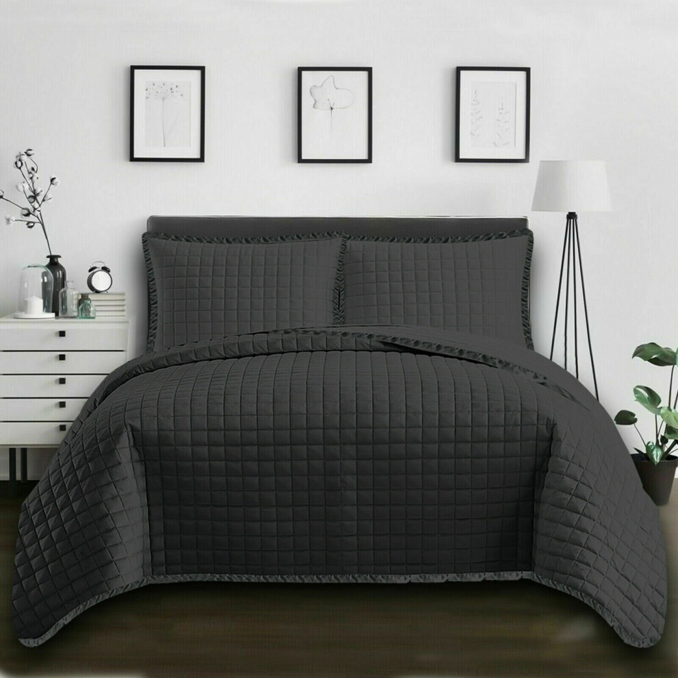 (Black (OSCA), King) New soft Luxury Comforter Modern Quilted Bedspread