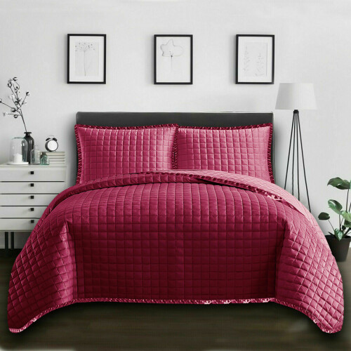 (Red (OSCA), Super King) New soft Luxury Comforter Modern Quilted Bedspread