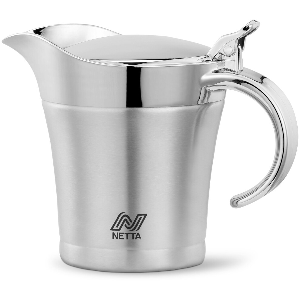 Netta 500Ml Stainless Steel Gravy Boat - Double Insulated & Hinged Lid