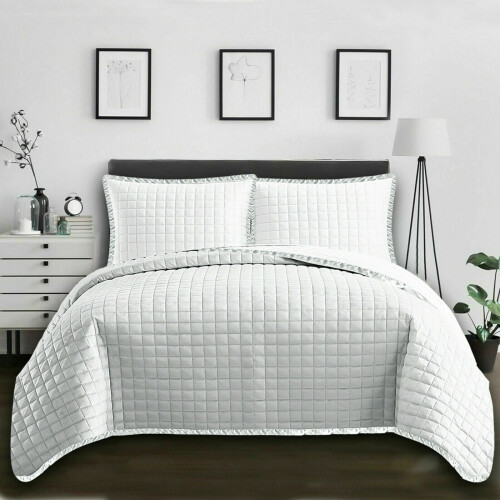 (White (OSCA), King) New soft Luxury Comforter Modern Quilted Bedspread