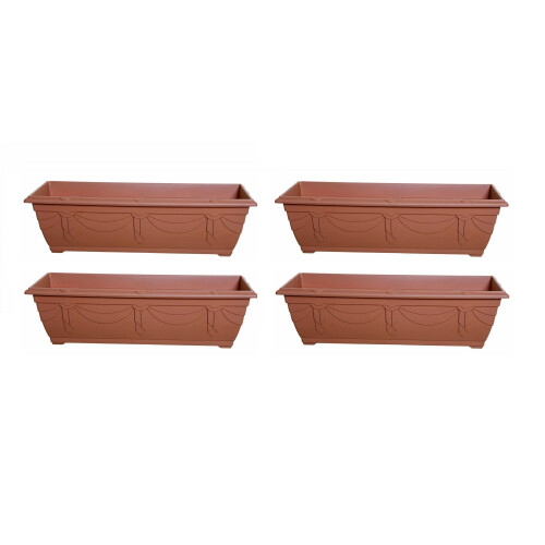 4 Slim Venetian Window Box Trough Planters 60cm Plastic Pot Terracotta 1
