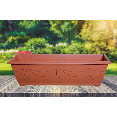 Slim Venetian Window Box Trough Planter 60cm Plastic Pot Terracotta