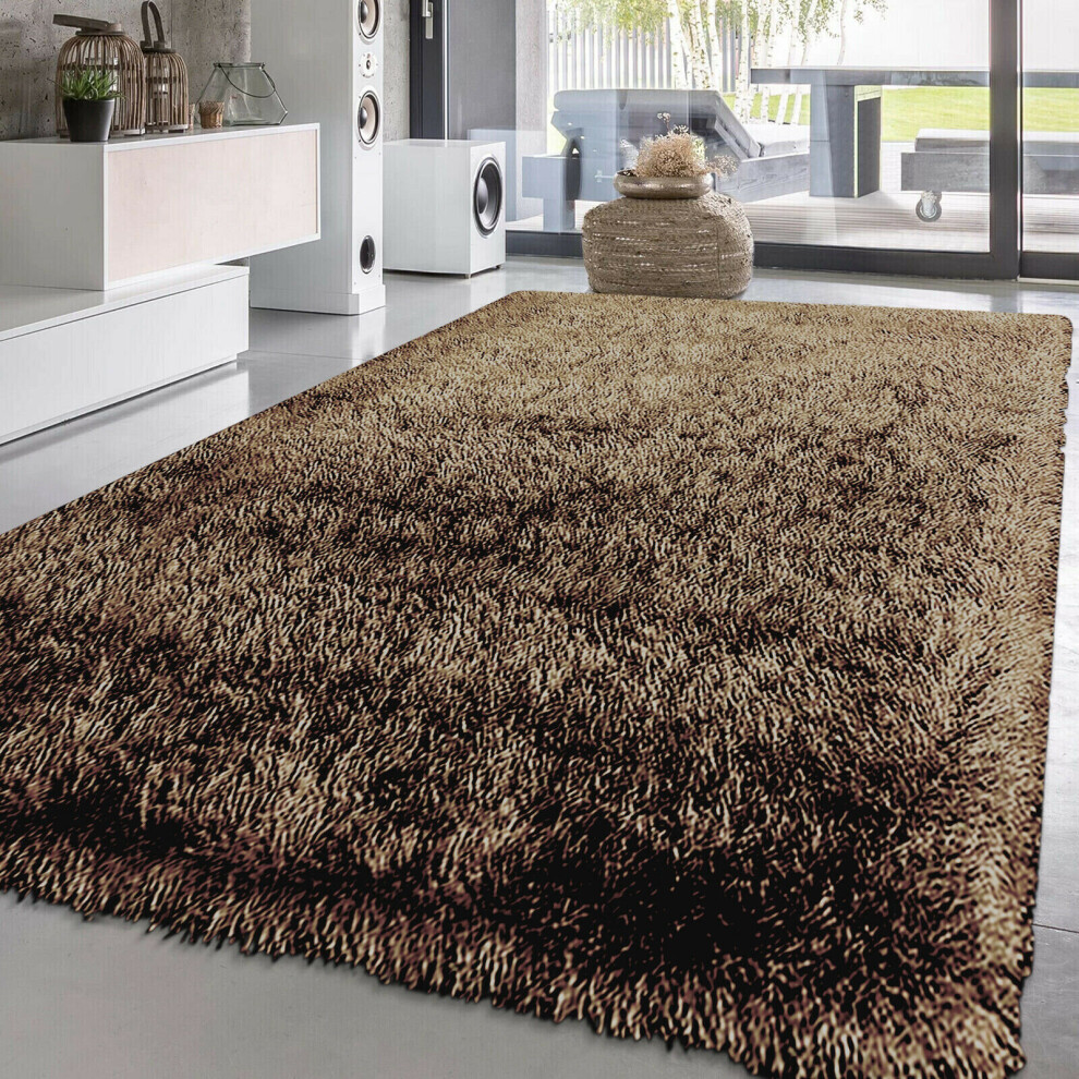 (Coffee, 80 x 150 cm ) New Modern Non slip Fluffy Thick Shaggy Natty Rug