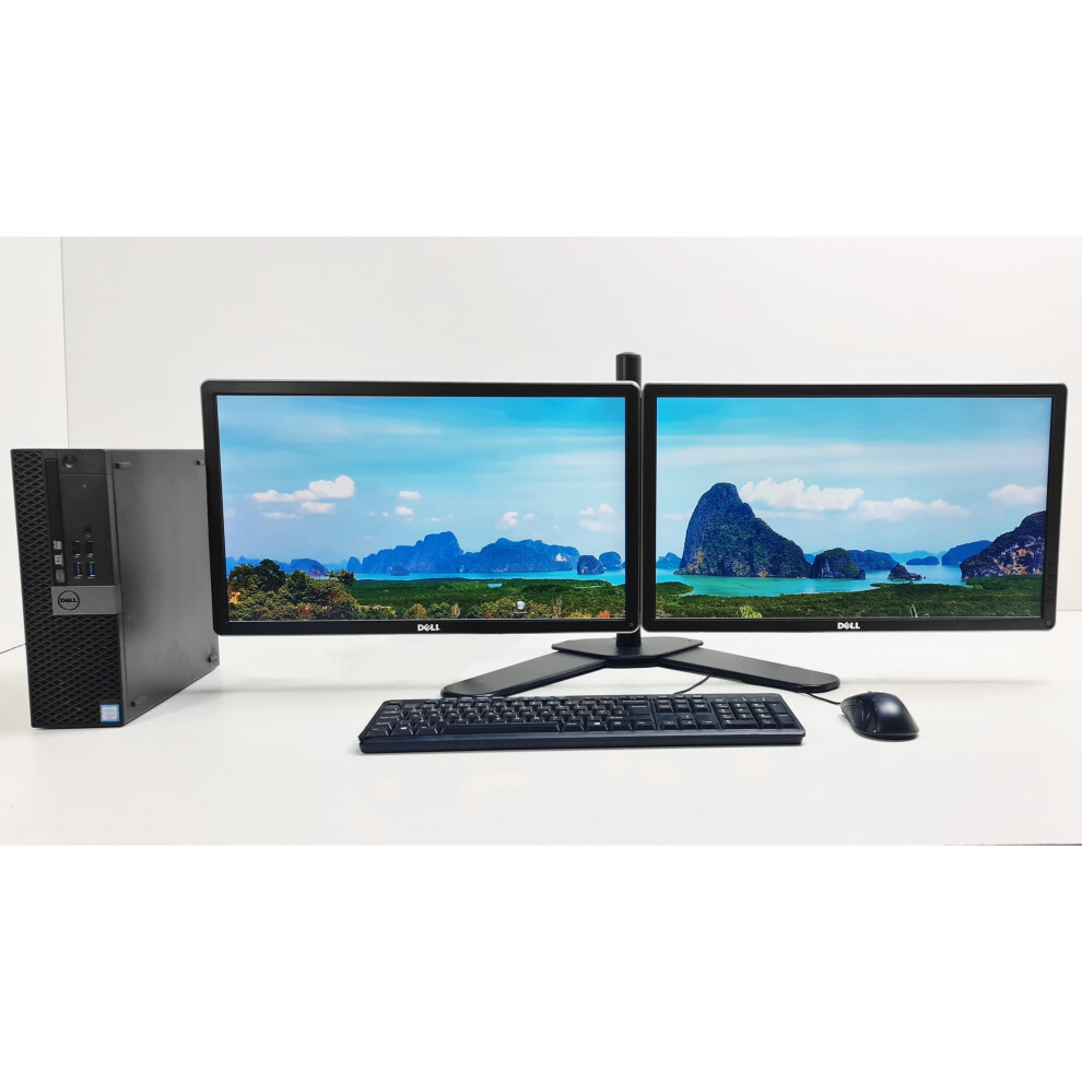 Dual 22" Monitor Screen Office Home PC Bundle 6th Gen 16GB 480 SSD