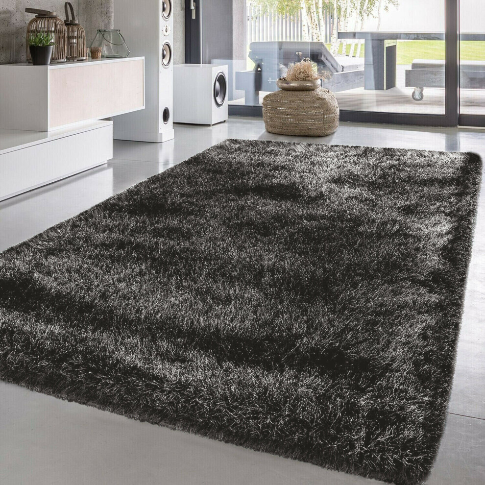 Prime Lenins (Dark_grey, 160 X 230 Cm) New Modern Non Slip Fluffy Thick Shaggy Natty Rug