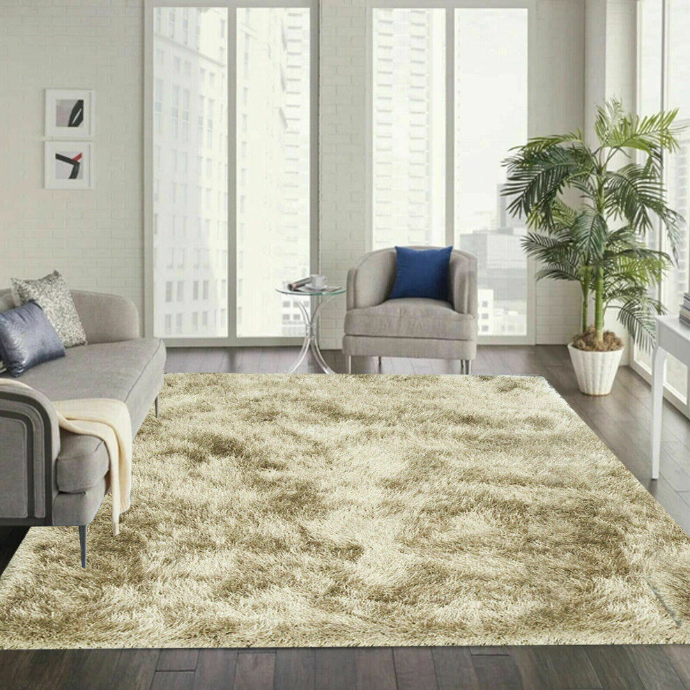Prime Lenins (, 160 X 230 Cm) New Modern Non Slip Fluffy Thick Shaggy Natty Rug Cream
