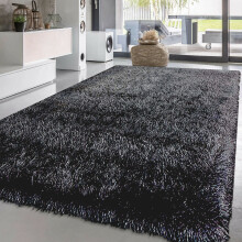 (Black_Grey, 80 x 150 cm ) New Modern Non slip Fluffy Thick Shaggy Natty Rug