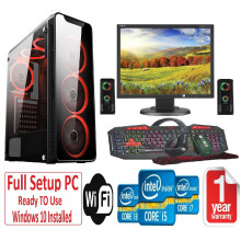 Fast GAMING PC Bundle - i5 16GB RAM 1TB+128GB SSD GTX1050TI 4GB - Speakers - 6 FANS RED - Refurbished