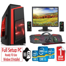 Fast GAMING  PC Bundle - i5 16GB RAM 1TB+128GB SSD GTX1050TI 4GB - Speakers - F3 RED - Refurbished